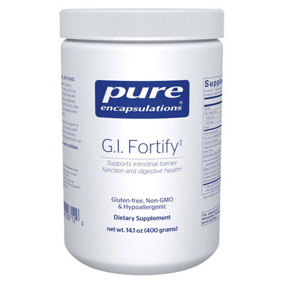 A Supplement container with the name G.I. Fortify by Pure Encapsulation.