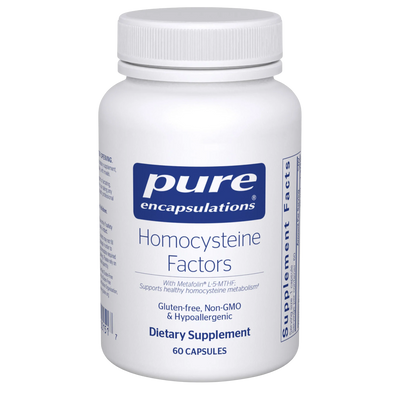 A Supplement container with the name Homocysteine Factors by Pure Encapsulations.
