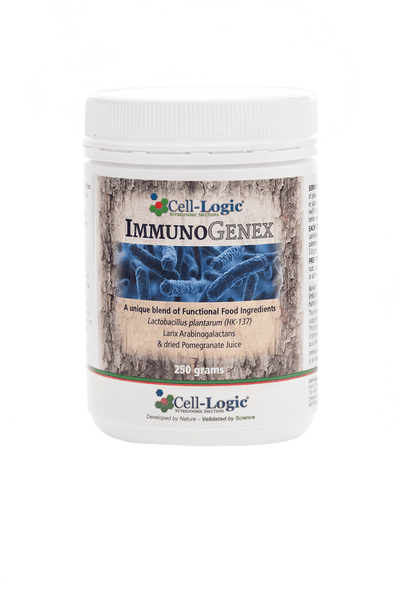 A supplement container of ImmunoGenex - Functional Food by Cell Logic
