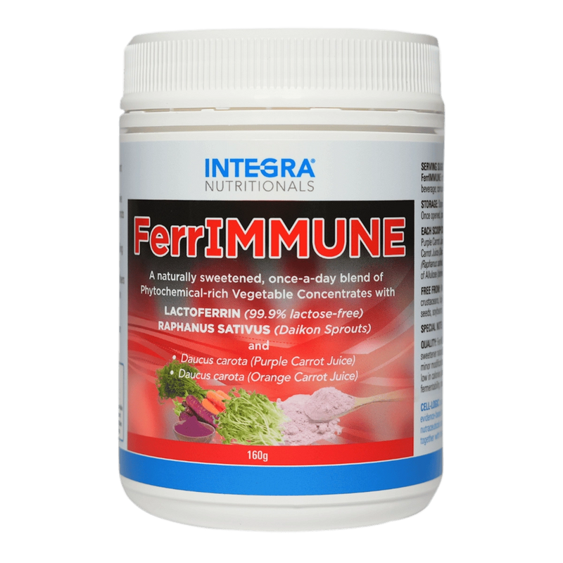 A Supplement container with the name FerrIMMUNE by Integra Nutritionals 
