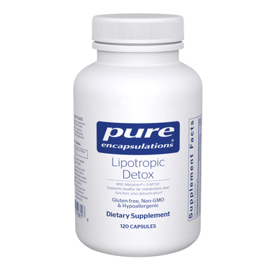 A Supplement container with the name Lipotropic Detox by Pure Encapsulations.