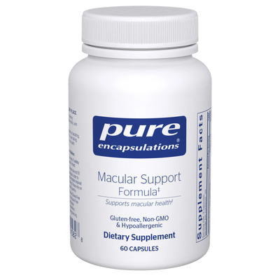 A Supplement container with the name Macular Support Formula by Pure Encapsulations.