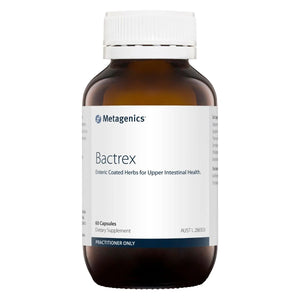 A Supplement container with the name Bactrex by Metagenics.
