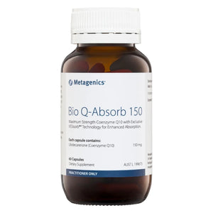 A Supplement container with the name Bio Q-Absorb 150 (60 Soft Caps) by Metagenics 