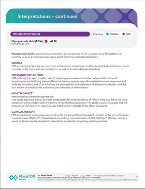 Page 14 from the sample report for Mycotox test.