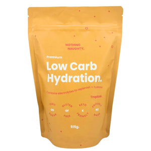 A Supplement container with the name Low Cab Hydration (Tropical) by Nothing Naughty. 