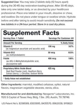 Text describing the ingredients including Vitamin C, Magnesium ascorbate, Ascorbic acid, Vitamin b12, Methylcobalamin, Beet root powder, Hawthorn berry, L-citrulline, sodium nitrite.