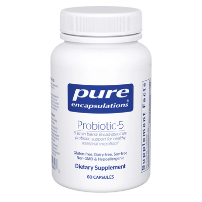 A Supplement container with the name Probiotic-5 by Pure Encapsulations.
