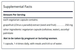Supplement facts for Grapefruit Seed Extract by Pure Encapsulations