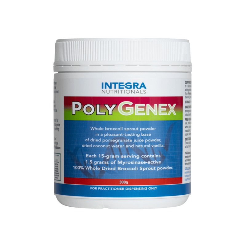 A Supplement container with the name PolyGenex by Integra Nutrtionals 