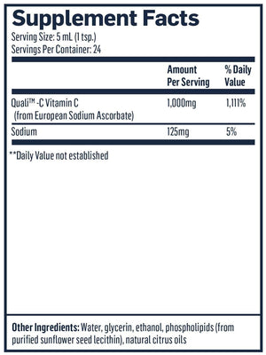 Supplement facts for Liposomal Vitamin C by Quicksilver Scientific
