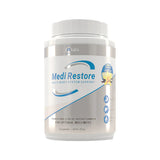 image of a white supplement bottle that says rn labs medi restore multi body system support foundational clinical spport formula for optimal wellness 616g powder french vanilla

