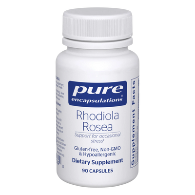 A Supplement container with the name Phodiola Rosea by Pure Encapsulations.
