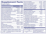 Beta carotene,
Lycopene,
Lutein,
Zeaxanthin,
Vitamin C,
Vitamin E,
Vitamin D3,
Vitamin B1,
Vitamin B2,
Niacinamide and Inositol hexaniacinate,
Vitamin B5,
Vitamin B6, 
Vitamin B12 (methylcobalamin), Ginger,
Milk thistle,
Turmeric.