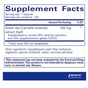 Ingredients: Green Tea ( Camellia sinensis) Extract (Leaf) 100mg 
