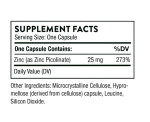 ingredients including Zinc Picolinate by Thorne.