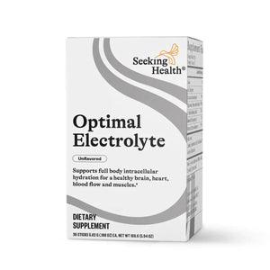 A Supplement container with the name Optimal Electrolyte (Unflavoured) by Seeking Health