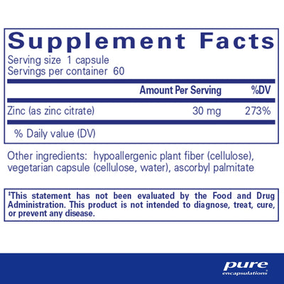 Ingredients: Zinc (as zinc Citrate) 