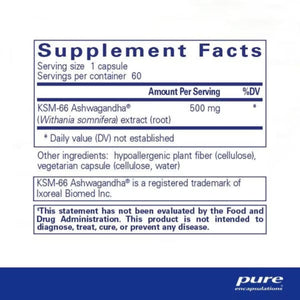 Ingredients: KSM-66 Ashwagandha (Withania somnifera) extract (root)