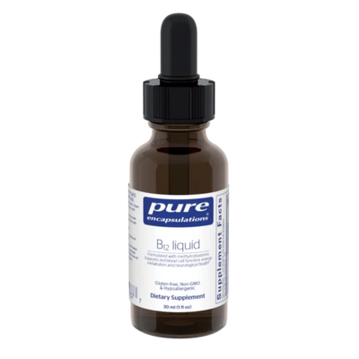 A Supplement container with the name B12 Liquid by Pure Encapsulations.