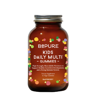 A Supplement container with the name Kids Daily Multi by BePure.