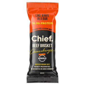 A Supplement bar with the name Chief Beef Brisket (Cheezeburger) by Chief Nutrition