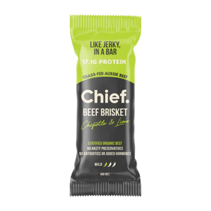 A Supplement bar with the name Chief Beef Brisket (Chipotle & Lime) by Chief Nutrition