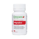 A Supplement container with the name MigraDol by Clinicians 