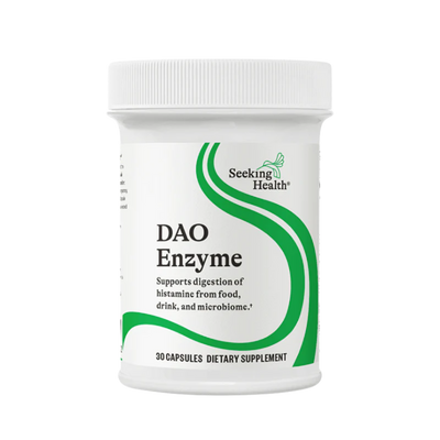 A Supplement container with the name DAO Enzyme (30 caps) by seeking Health