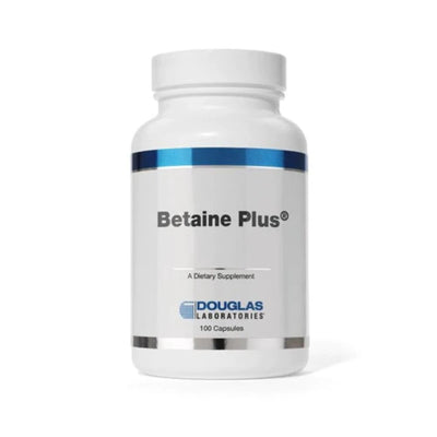 A Supplement container with the name Betaine Plus by Douglas Labs.
