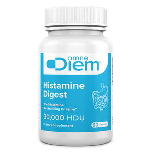 A Supplement container with the name Histamine Digest 60Caps (30,000 HDU) by OmneDiem.