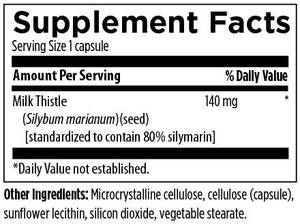 Ingredients list: milk thistle, silybum marianum seed, microcrystalline cellulose, cellulose (capsule), sunflower lecithin, silicon dioxide, vegetable stearate. 