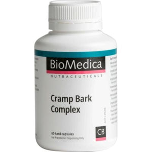 A Supplement container with the name Cramp Bark Complex by BioMedica.