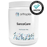 A Supplement container with the name SarcoCare by Orthoplex White.