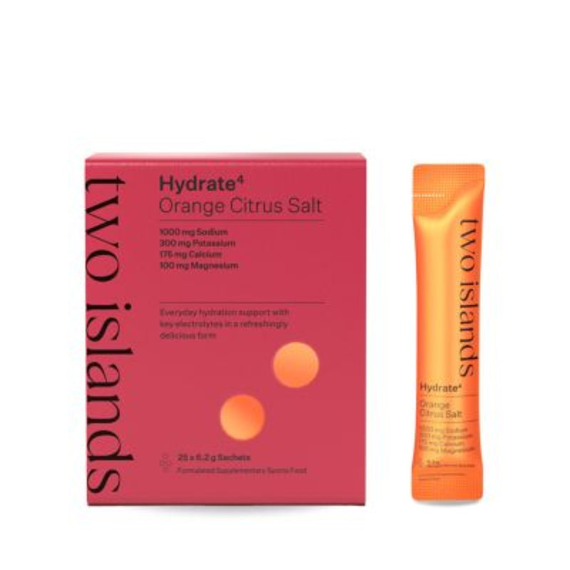 A Supplement sachet with the name Hydrate4 Orange Citrus by Two Island.
