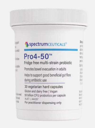 A Supplement container with the name Pro4-50 by Spectrumceuticals.