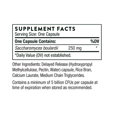 Ingredients including Saccharomyces Boulardii.