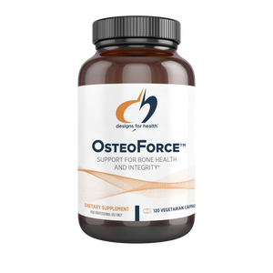 A Supplement container with the name Osteoforce by Designs for Health.
