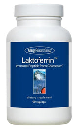 A supplement bottle with the words Laktoferrin written on it.